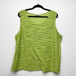 M Collection Textured Green Womens Top 3X Minimalist Stretch Beachy Casual